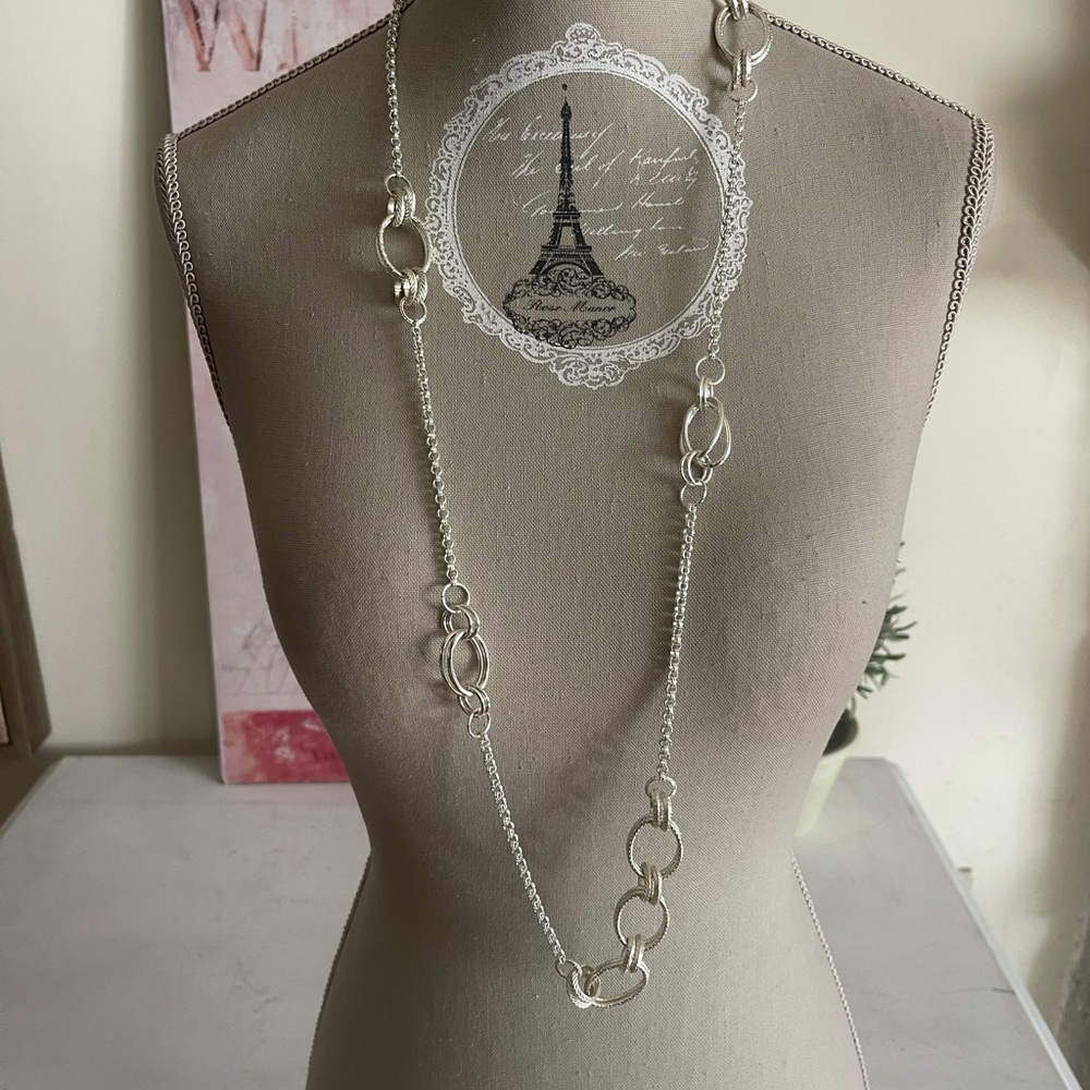 Silver Tone Station Necklace